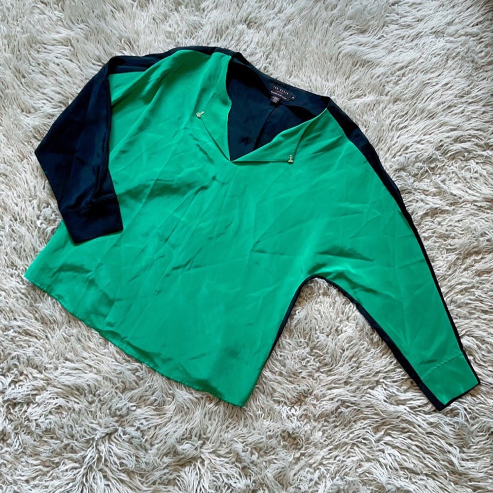 Ted Baker Color Block Silk Blouse UK Sz 2